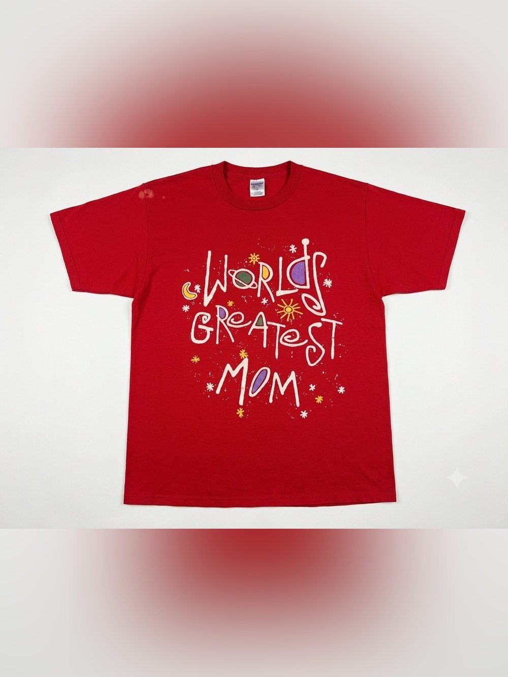 Vintage 90s Worlds Greatest Mom Shirt Adult Large Red Made In‎ USA